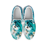 Blue Ocean Acid Melt Print White Slip On Shoes