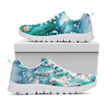 Blue Ocean Acid Melt Print White Sneakers