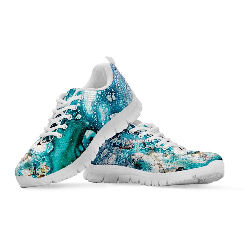 Blue Ocean Acid Melt Print White Sneakers