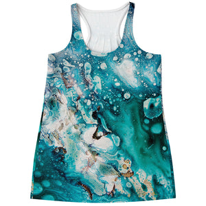 Blue Ocean Acid Melt Print Women's Racerback Tank Top