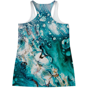 Blue Ocean Acid Melt Print Women's Racerback Tank Top