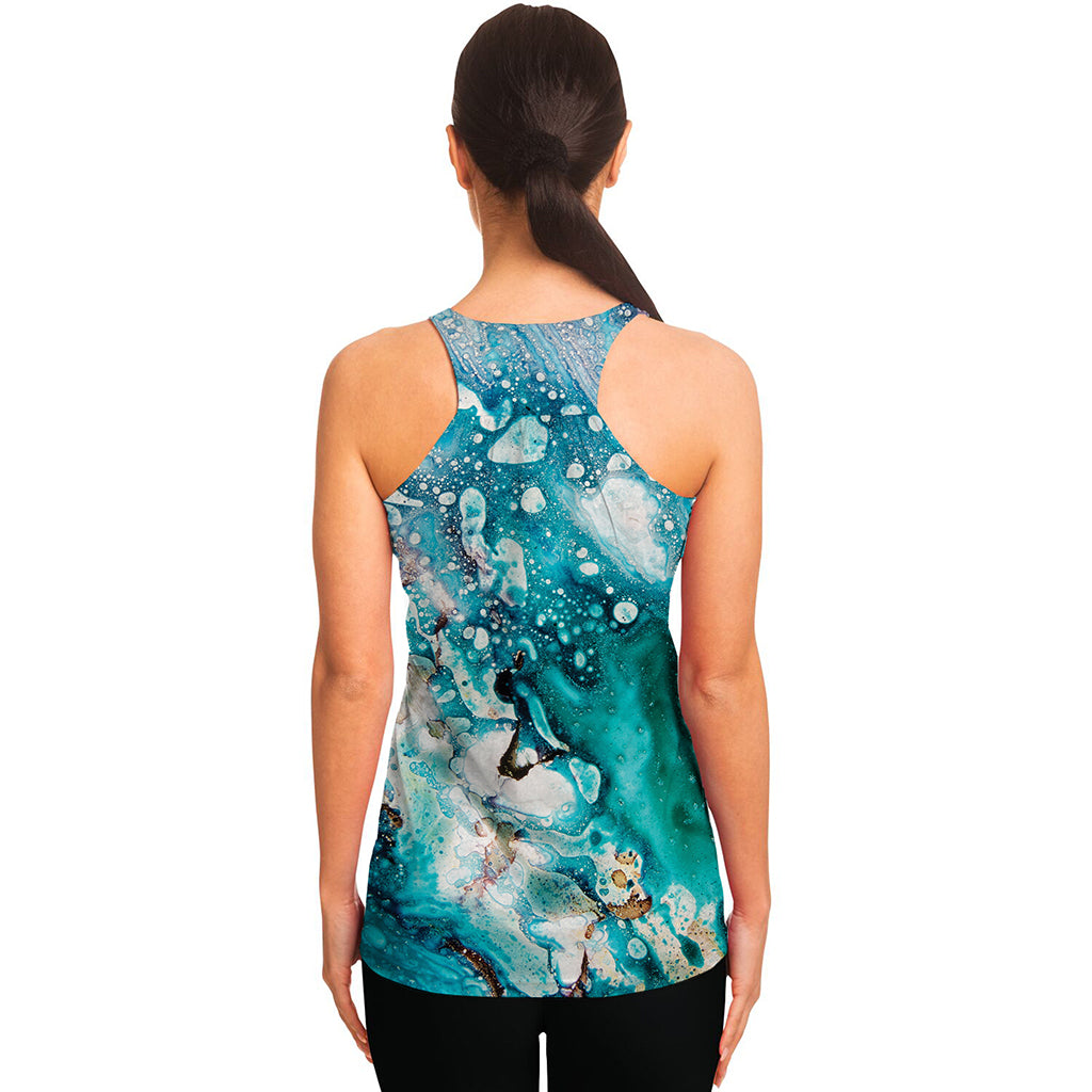 Blue Ocean Acid Melt Print Women's Racerback Tank Top