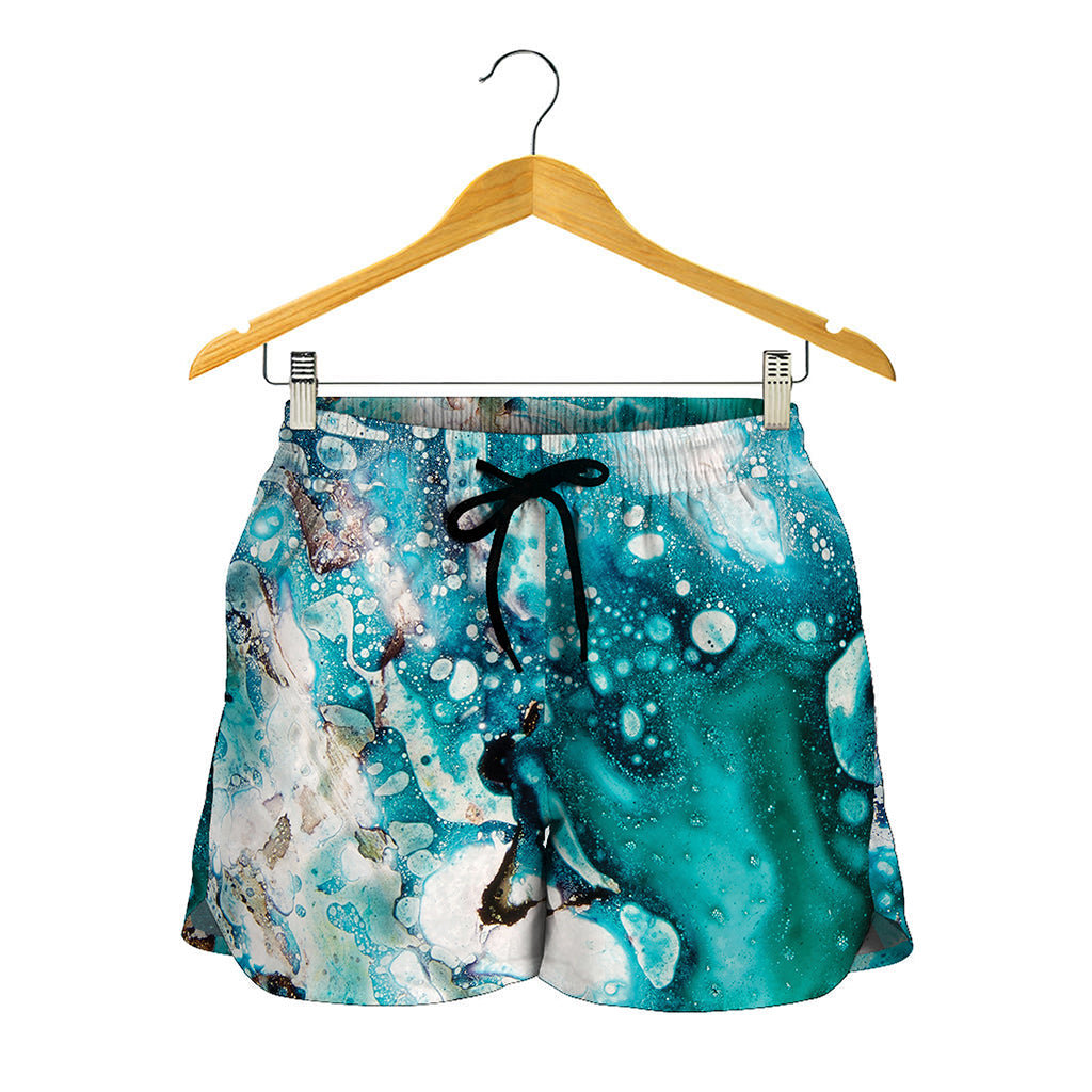 Blue Ocean Acid Melt Print Women's Shorts