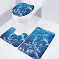Blue Ocean Print 3 Piece Bath Mat Set