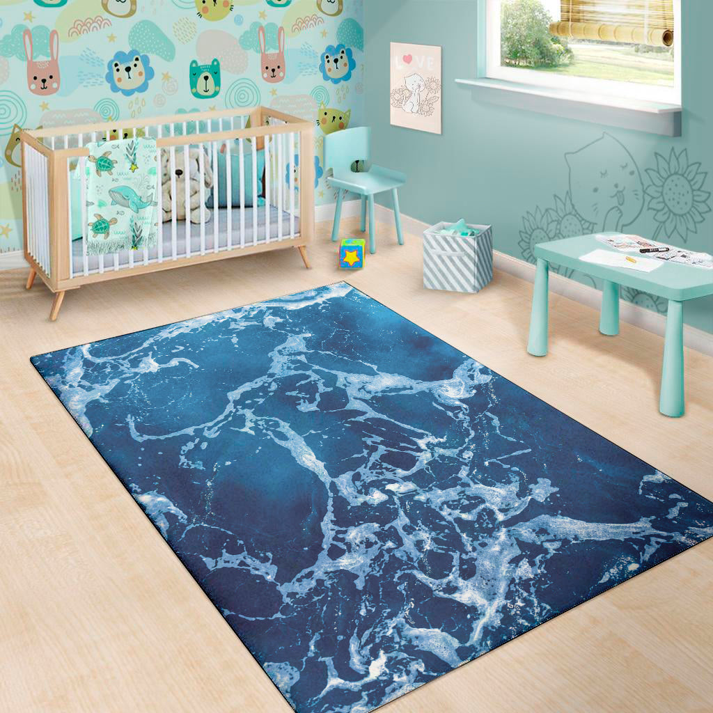 Blue Ocean Print Area Rug