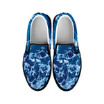 Blue Ocean Print Black Slip On Shoes