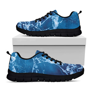 Blue Ocean Print Black Sneakers