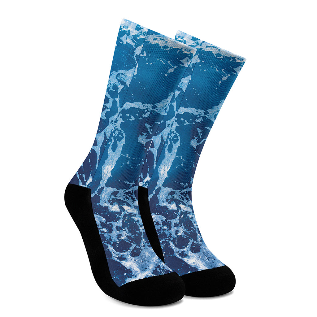 Blue Ocean Print Crew Socks