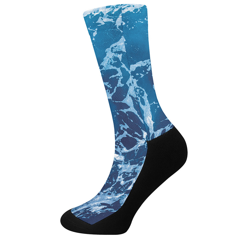 Blue Ocean Print Crew Socks