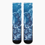 Blue Ocean Print Crew Socks