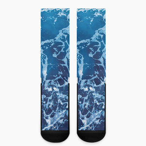 Blue Ocean Print Crew Socks