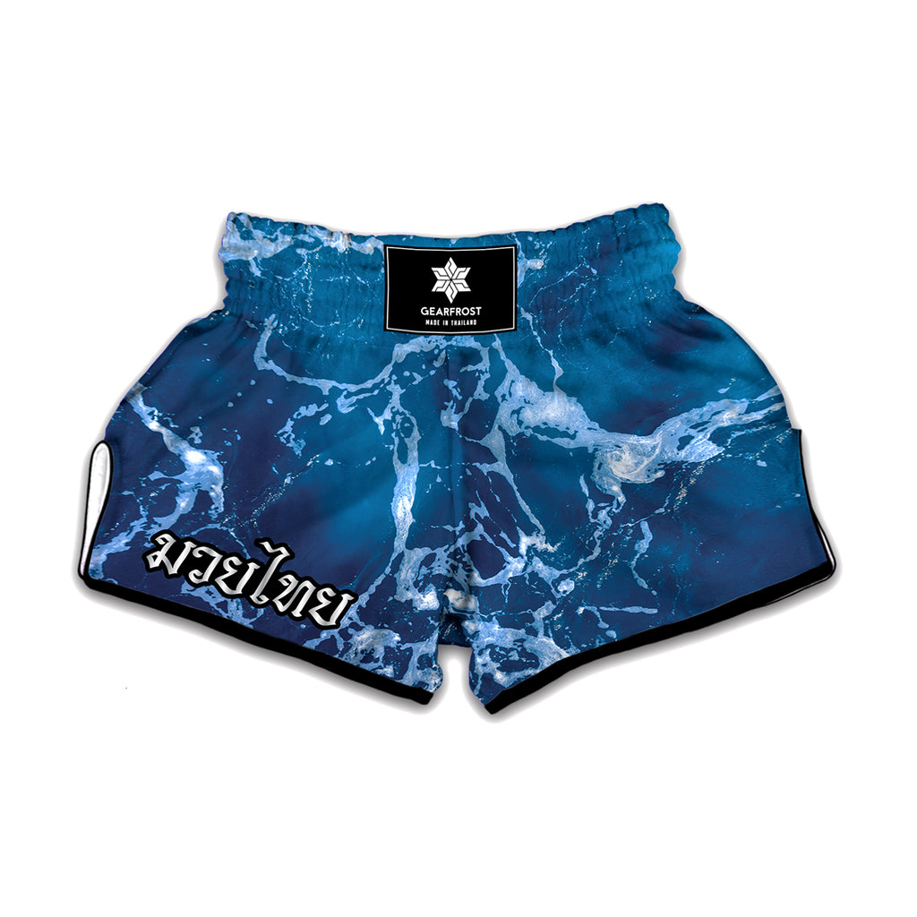 Blue Ocean Print Muay Thai Boxing Shorts