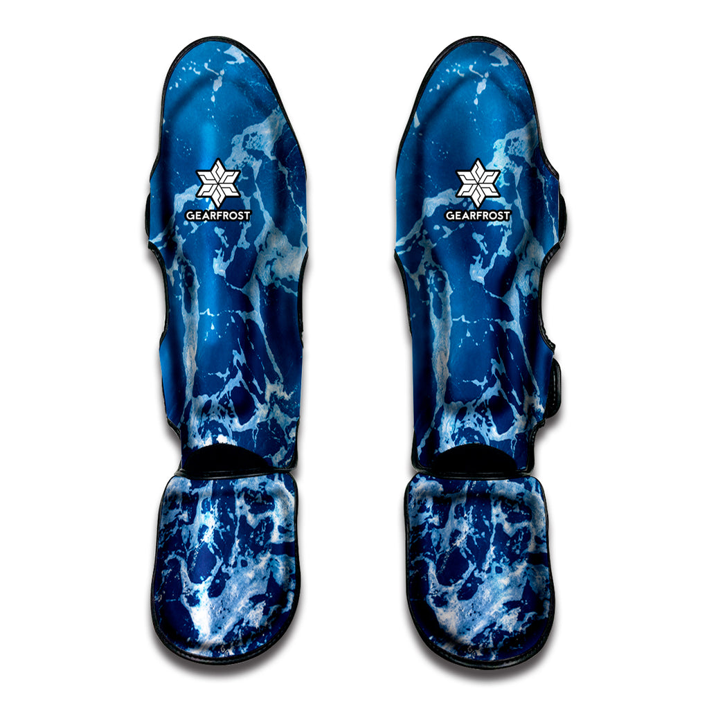 Blue Ocean Print Muay Thai Shin Guard