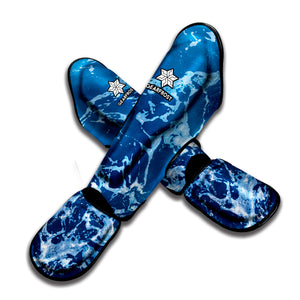 Blue Ocean Print Muay Thai Shin Guard