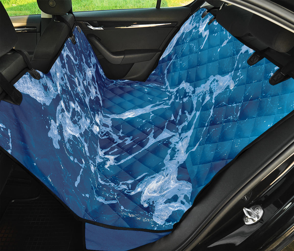 Blue Ocean Print Pet Car Back Seat Cover