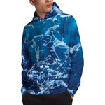 Blue Ocean Print Pullover Hoodie