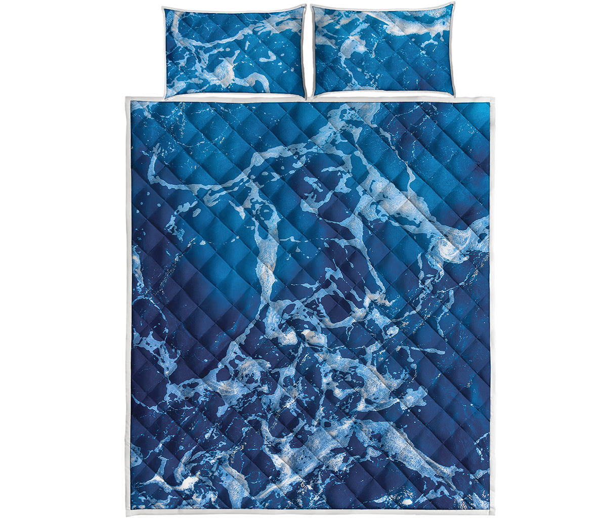 Blue Ocean Print Quilt Bed Set