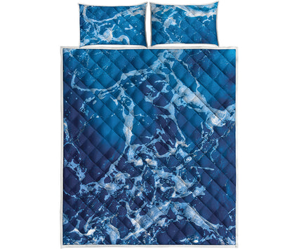 Blue Ocean Print Quilt Bed Set