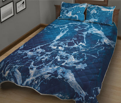 Blue Ocean Print Quilt Bed Set