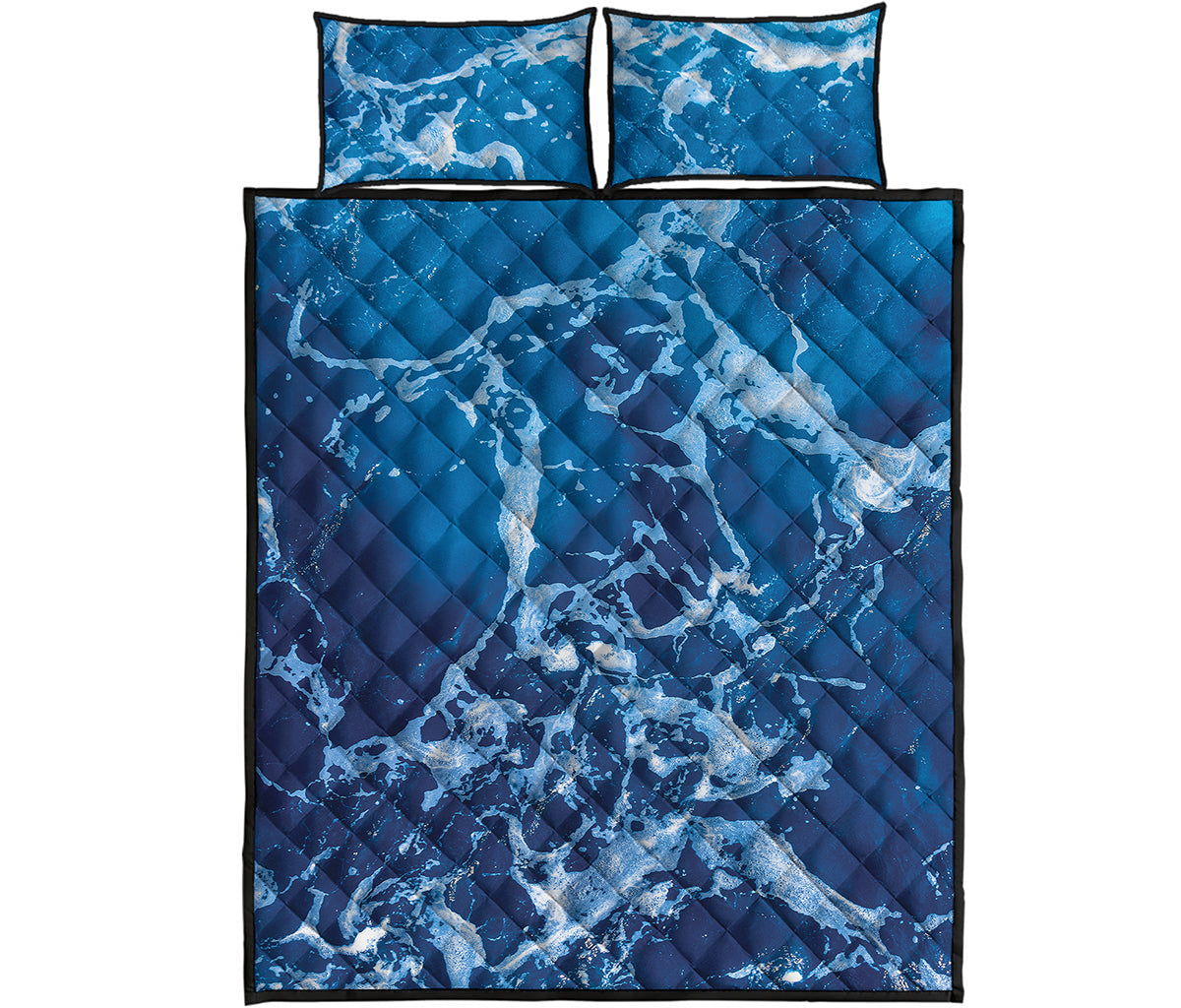 Blue Ocean Print Quilt Bed Set