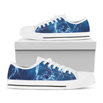 Blue Ocean Print White Low Top Shoes