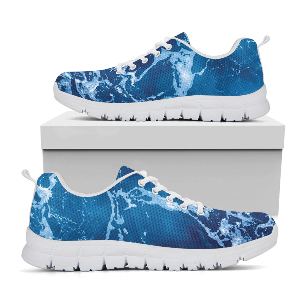 Blue Ocean Print White Sneakers