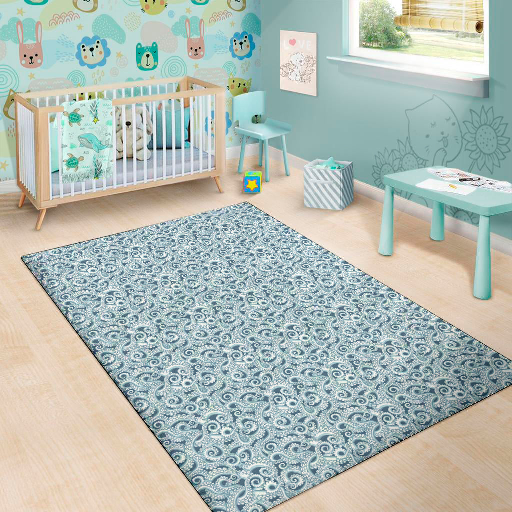Blue Octopus Tentacles Pattern Print Area Rug