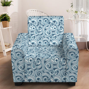 Blue Octopus Tentacles Pattern Print Armchair Slipcover