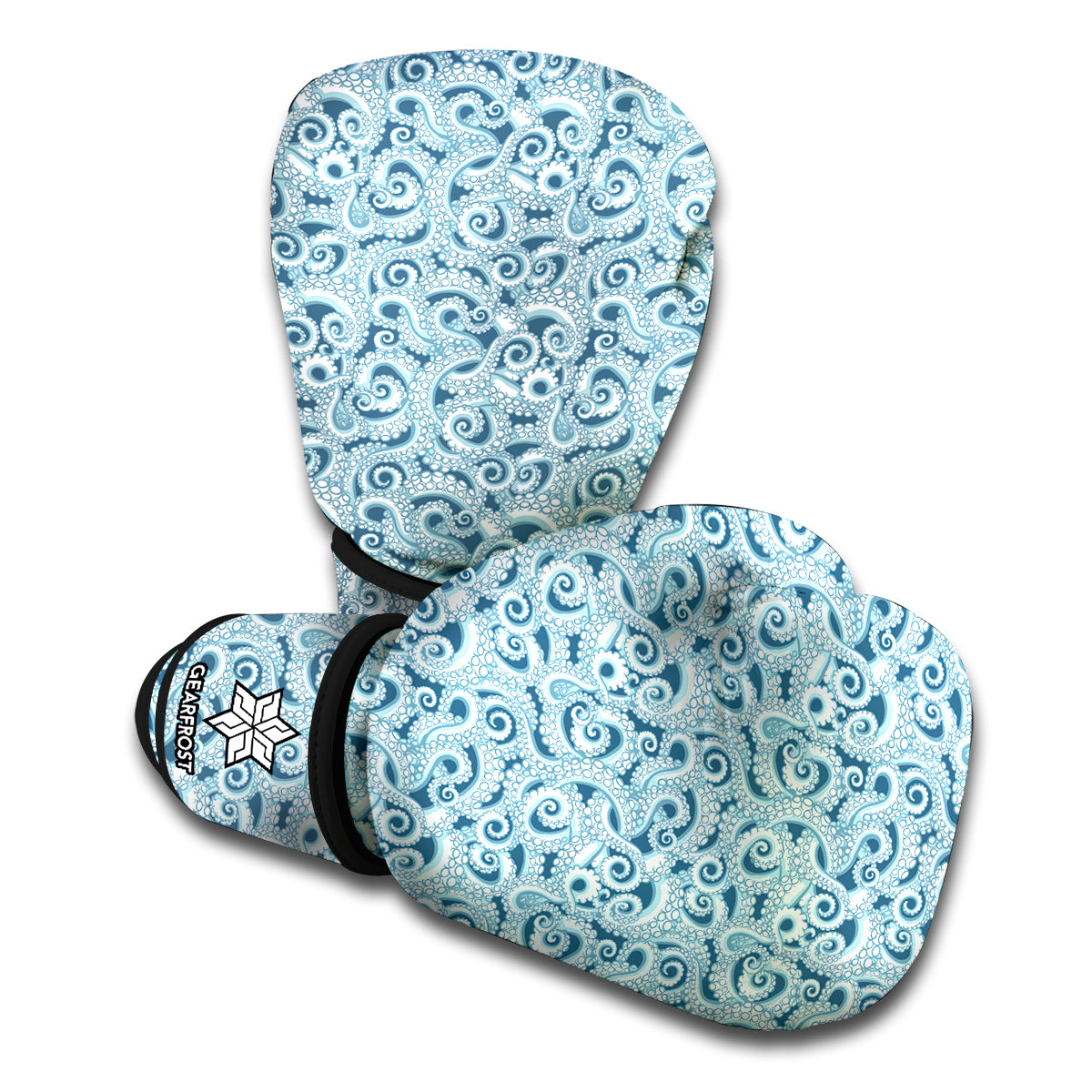 Blue Octopus Tentacles Pattern Print Boxing Gloves