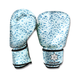 Blue Octopus Tentacles Pattern Print Boxing Gloves