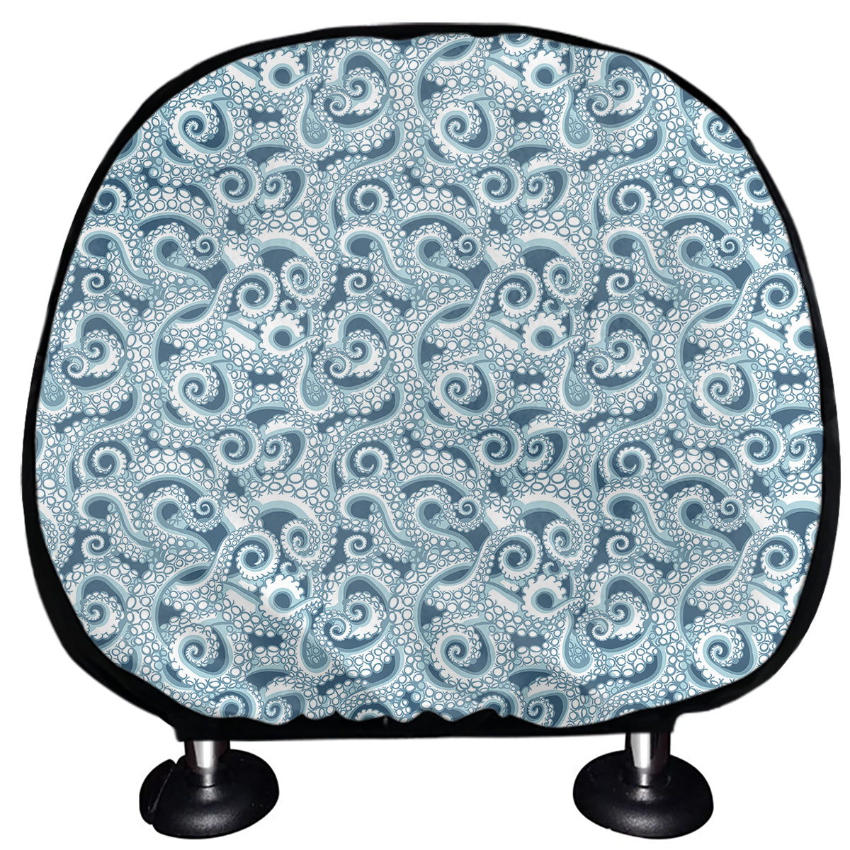 Blue Octopus Tentacles Pattern Print Car Headrest Covers