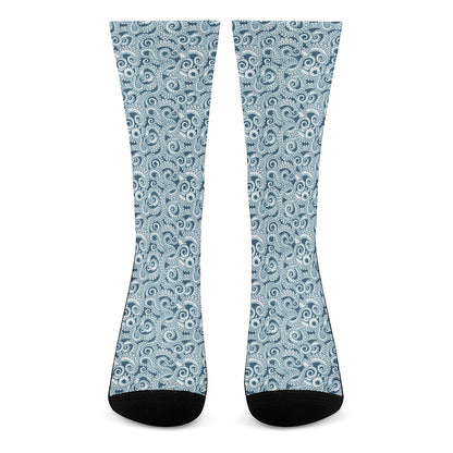 Blue Octopus Tentacles Pattern Print Crew Socks