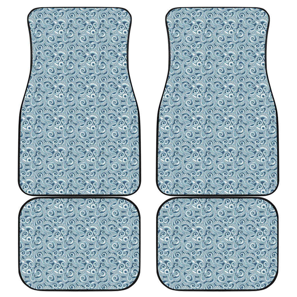 Blue Octopus Tentacles Pattern Print Front and Back Car Floor Mats