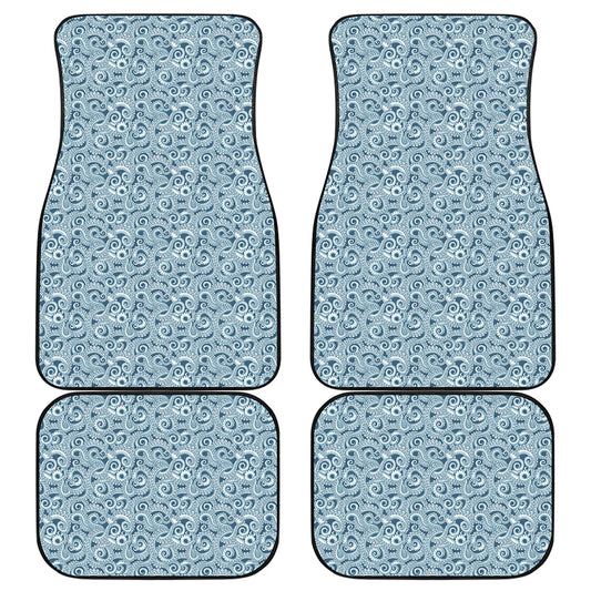 Blue Octopus Tentacles Pattern Print Front and Back Car Floor Mats