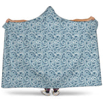 Blue Octopus Tentacles Pattern Print Hooded Blanket