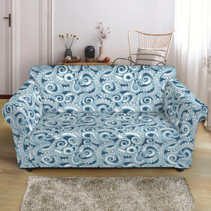 Blue Octopus Tentacles Pattern Print Loveseat Slipcover