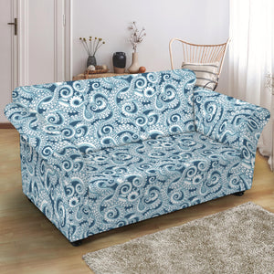 Blue Octopus Tentacles Pattern Print Loveseat Slipcover