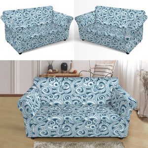 Blue Octopus Tentacles Pattern Print Loveseat Slipcover