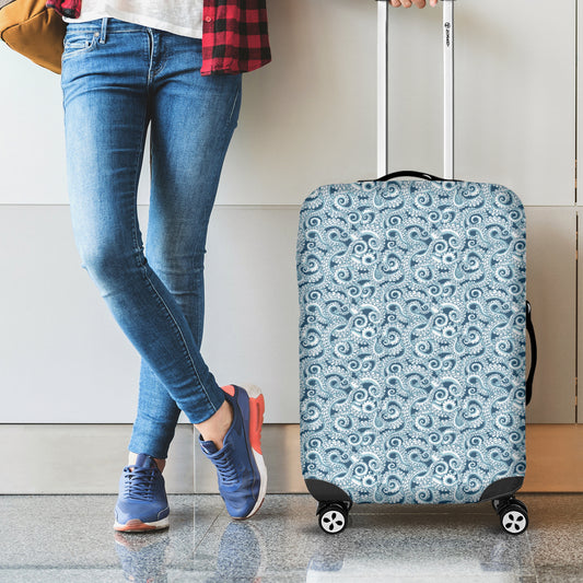 Blue Octopus Tentacles Pattern Print Luggage Cover
