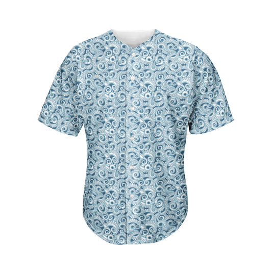 Blue Octopus Tentacles Pattern Print Men's Baseball Jersey