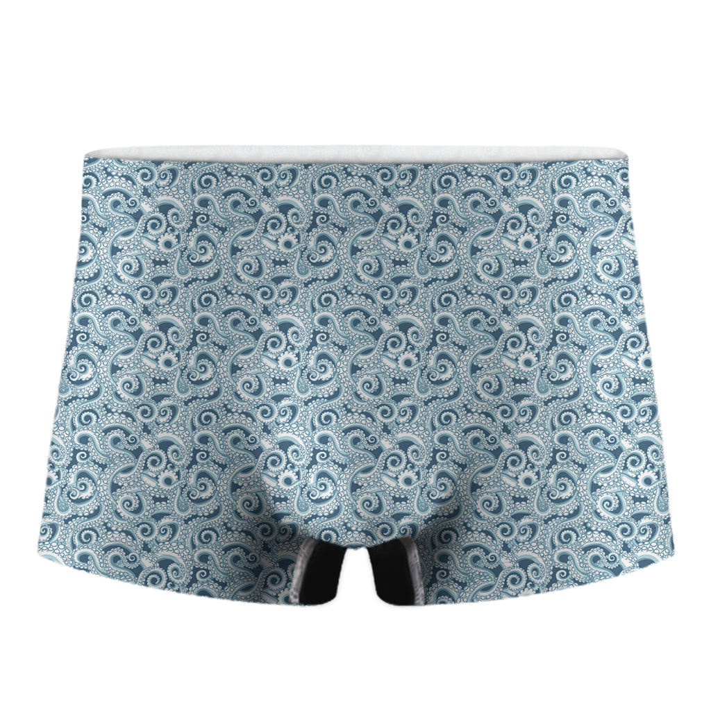 Blue Octopus Tentacles Pattern Print Men's Boxer Briefs