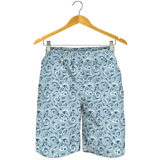Blue Octopus Tentacles Pattern Print Men's Shorts