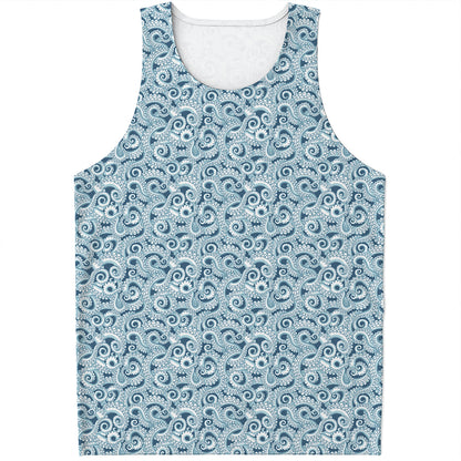 Blue Octopus Tentacles Pattern Print Men's Tank Top