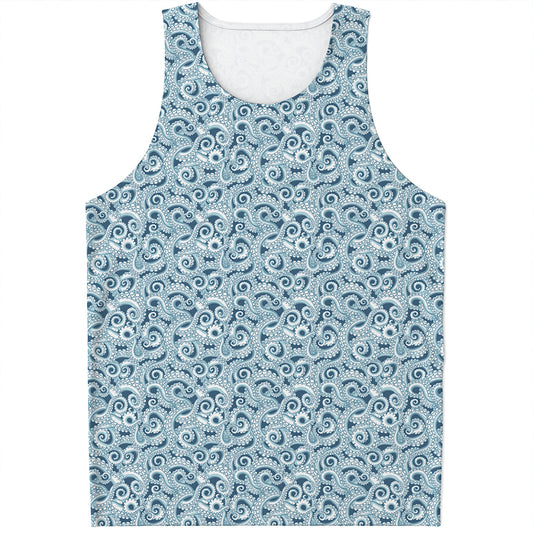 Blue Octopus Tentacles Pattern Print Men's Tank Top