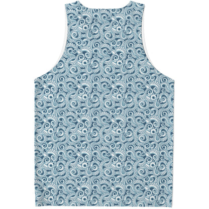 Blue Octopus Tentacles Pattern Print Men's Tank Top