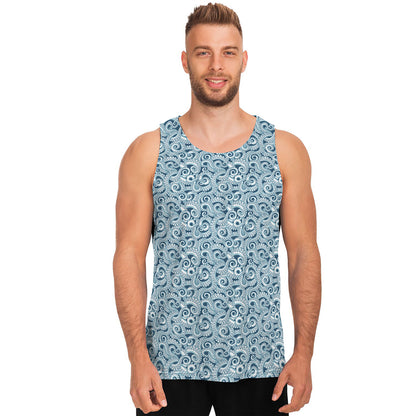 Blue Octopus Tentacles Pattern Print Men's Tank Top