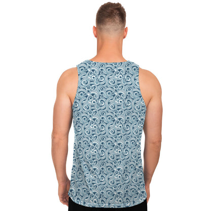 Blue Octopus Tentacles Pattern Print Men's Tank Top
