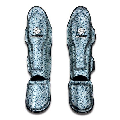 Blue Octopus Tentacles Pattern Print Muay Thai Shin Guard