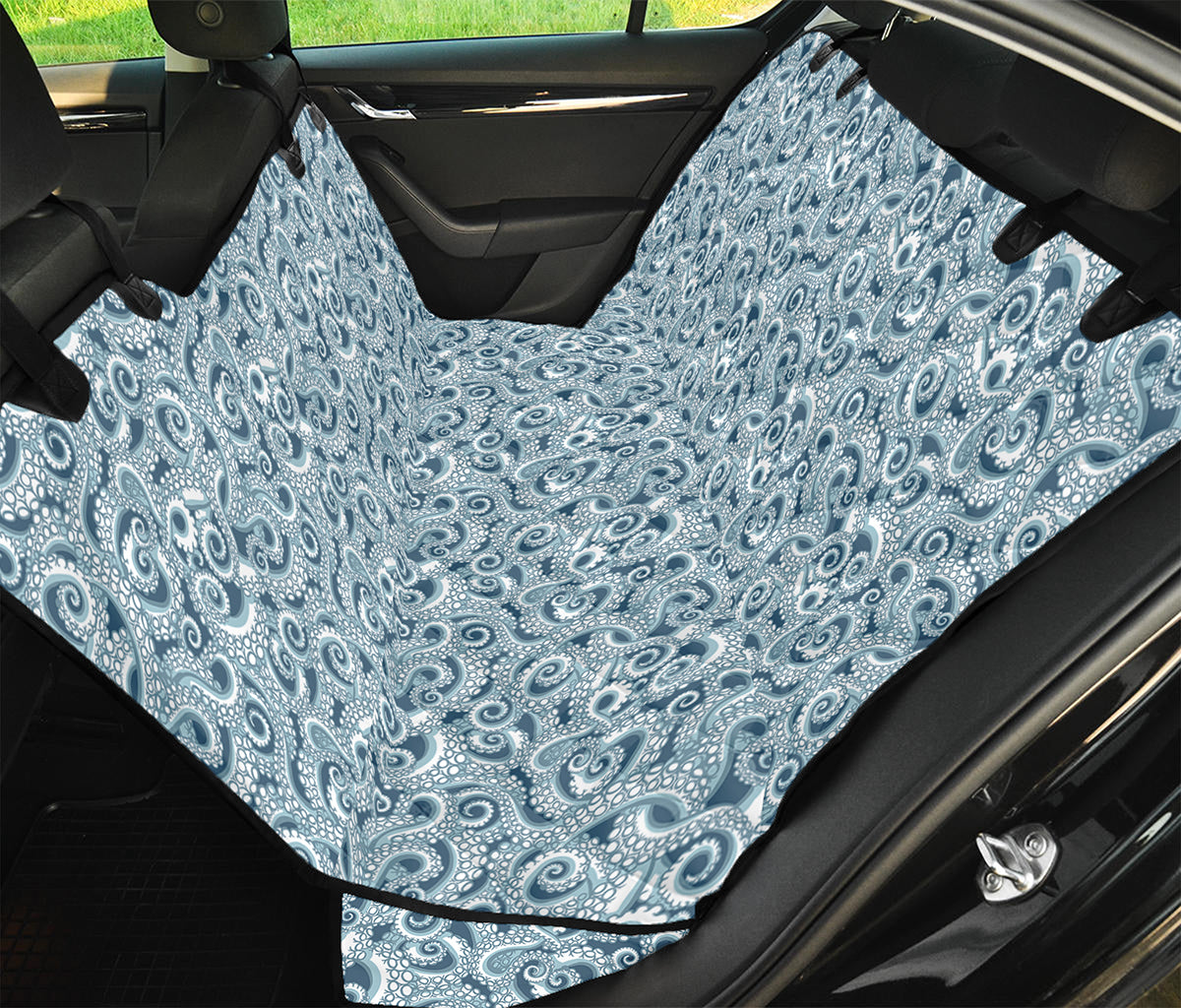Blue Octopus Tentacles Pattern Print Pet Car Back Seat Cover