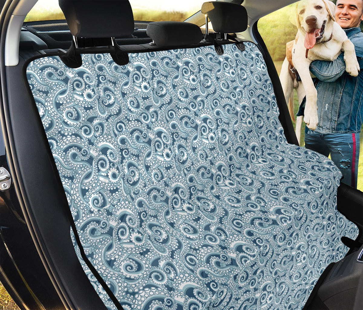 Blue Octopus Tentacles Pattern Print Pet Car Back Seat Cover